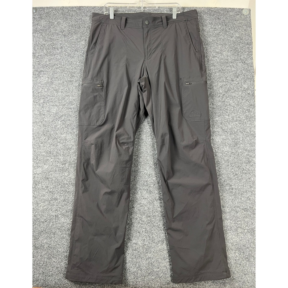 LL Bean Cresta Hiking Pants Mens 36x34 Gray Fleece Lined‎ Cargo Outdoor 508240